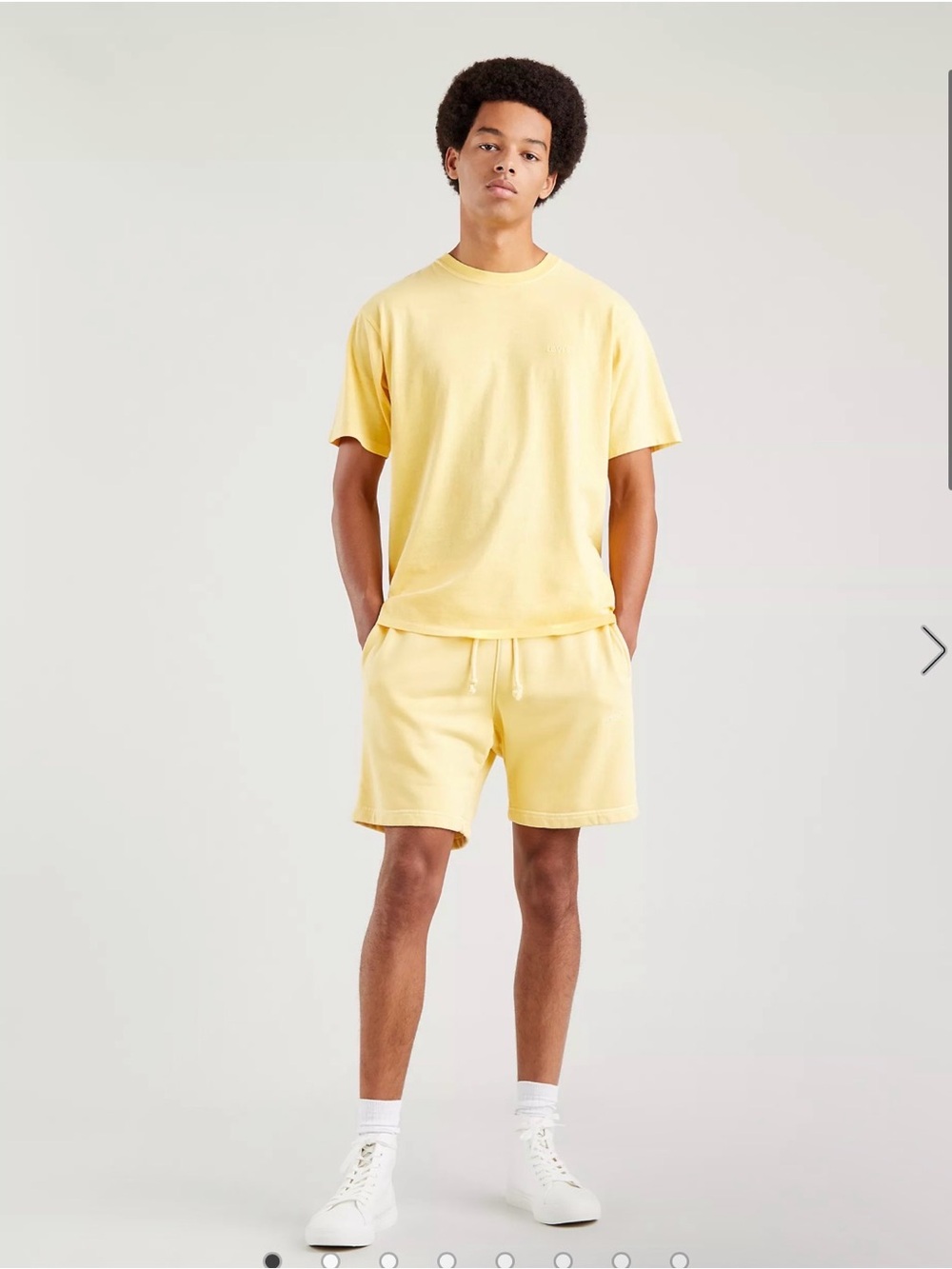 Levis Men's Red Tab Sweat Shorts in Light Yellow